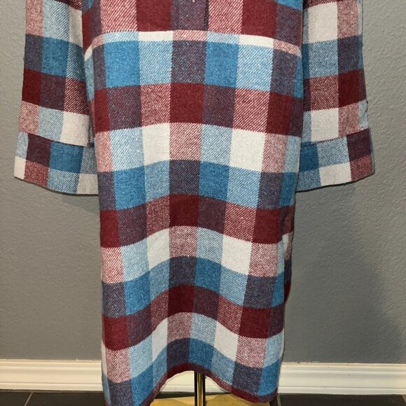 I R O JEANS SOANE FLANNEL BUFFALO PLAID POP-OVER MIDI SHIRT DRESS - EUC -Size 36 - Picture 4 of 16